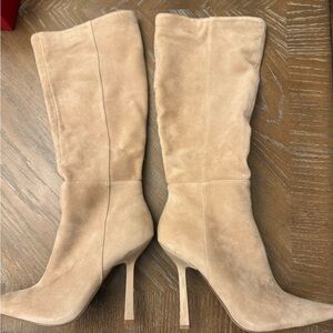 Aqua Tan Suede Heeled Boots